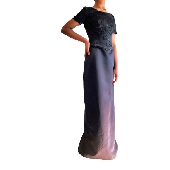 Vintage Alfred Angelo Short Sleeve One-Piece Special Occasion Evening Gown - Picture 1 of 16